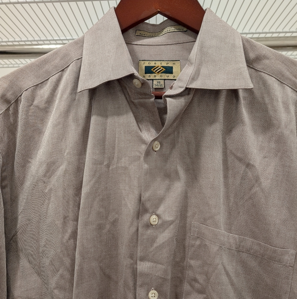 Joseph Abboud Herringbone Knit Button Down Shirt 16, 34-35